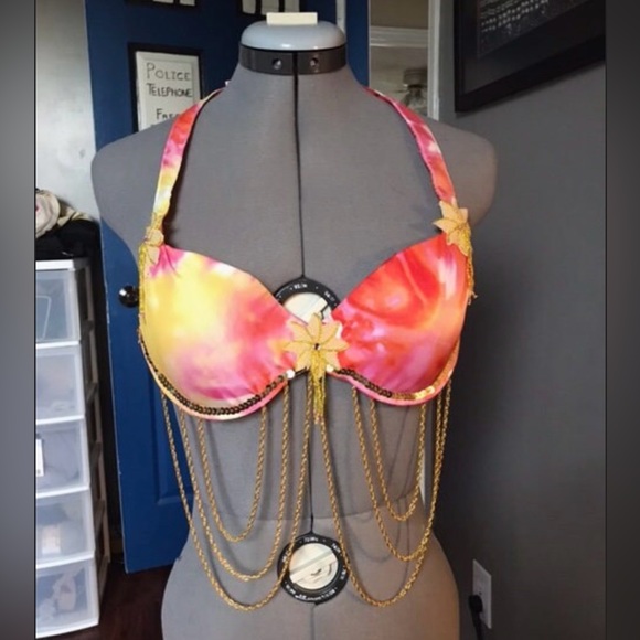 One of a Kind Belly Dance Costume. Hand Crafted. 32 B cup and 27 Inch Waist - Picture 2 of 10